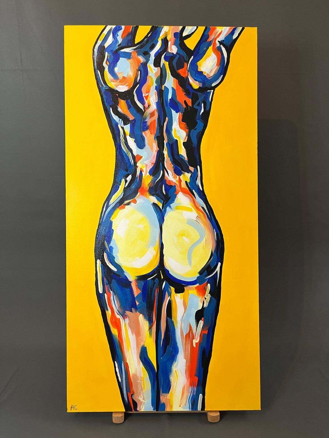 Canvas Original Painting - Stretch, Nude Yellow