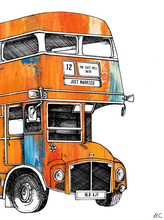 Load image into Gallery viewer, Personalised Vintage London Bus Artwork Card
