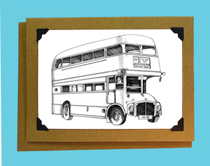 Personalised Vintage London Bus Artwork Card