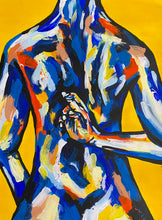 Load image into Gallery viewer, Fingers Crossed, Female Nude Original Painting - Yellow
